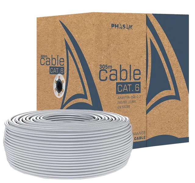 Bobina De Cable Rj45 Utp Phasak Phr 6302 Cat.6 305m Gris