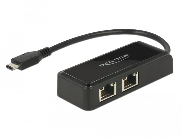 Delock Usb-C > 2x Gigabit Lan (St-Bu) Adapter Schwarz