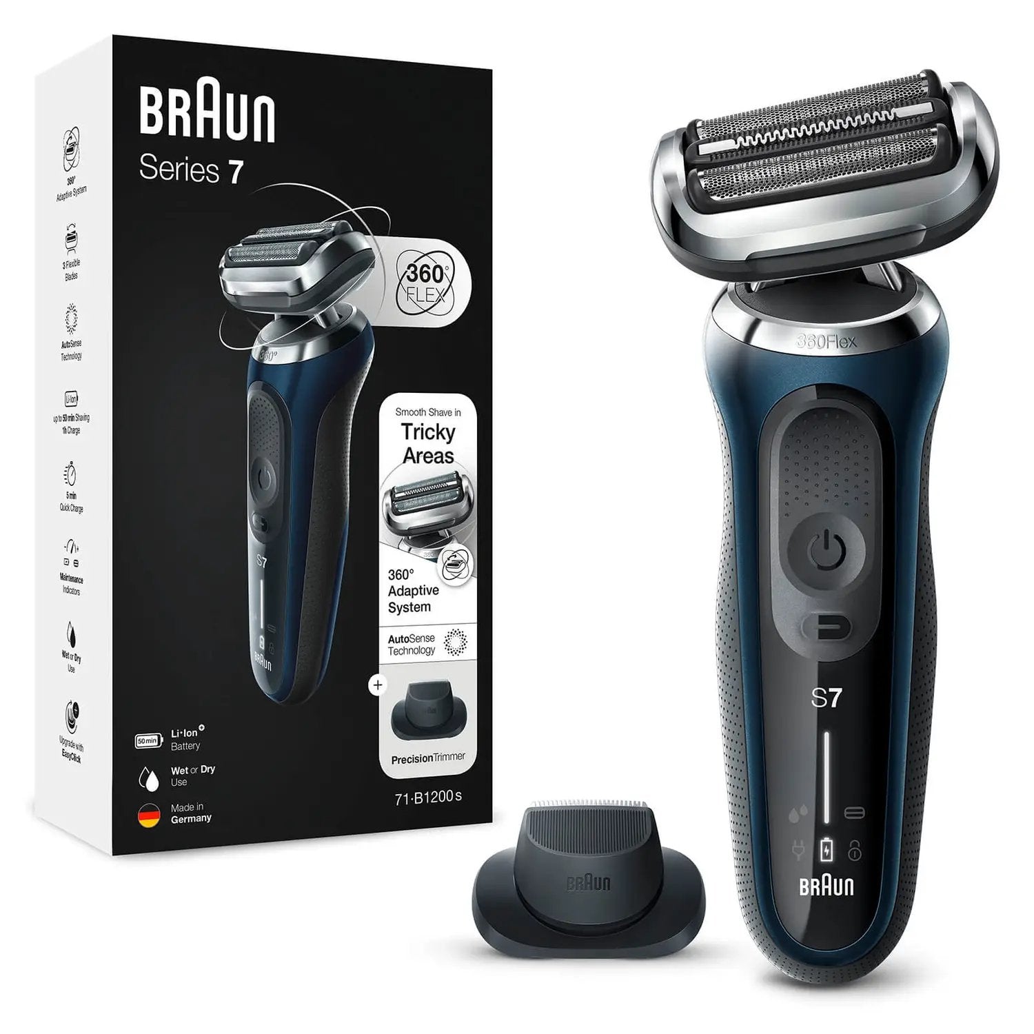 Braun Series 7 Afeitadora Eléctrica Hombre, Máquina De Afeitar Barba Con Recortadora De Precisión Easyclick