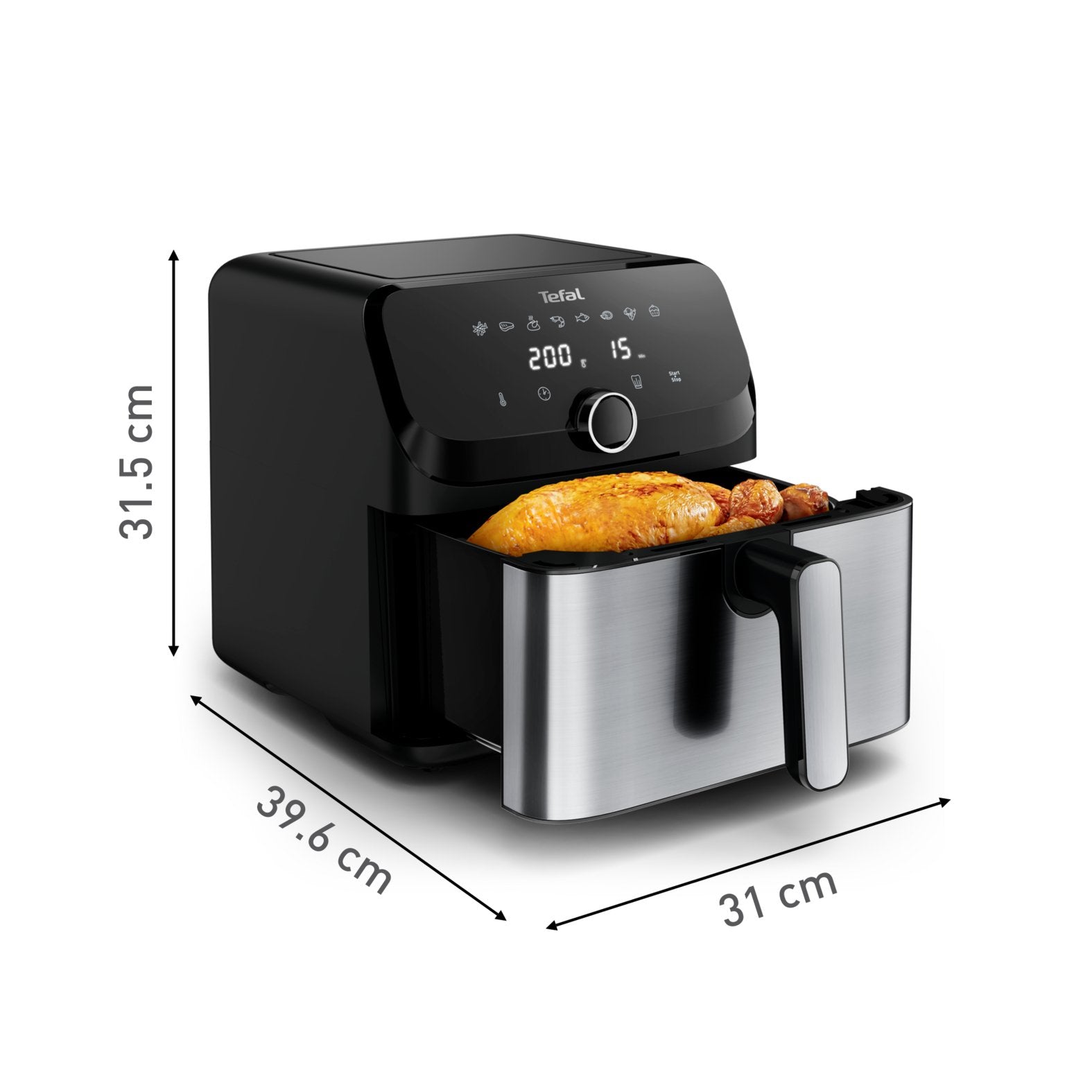 Freidora Tefal Easy Fry Mega Ey855d10 Sencillo 7,5 L Independiente 2020 W Freidora De Aire Caliente Negro, Acero Inoxidable