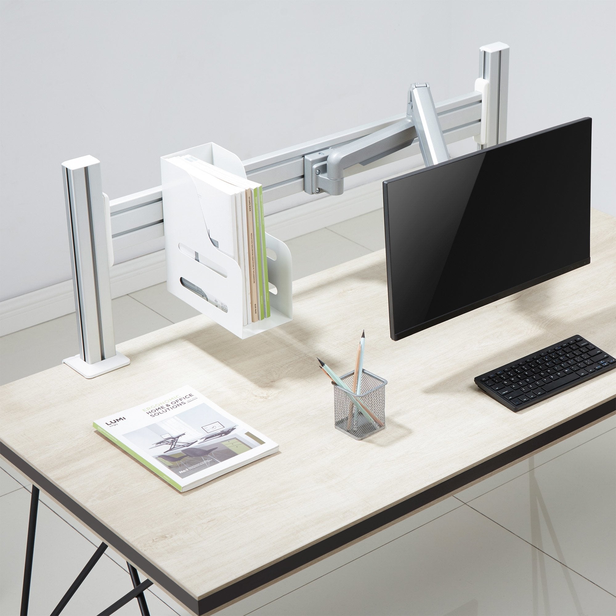 Inline® Slatwall Lifter Monitor Holder, Silver