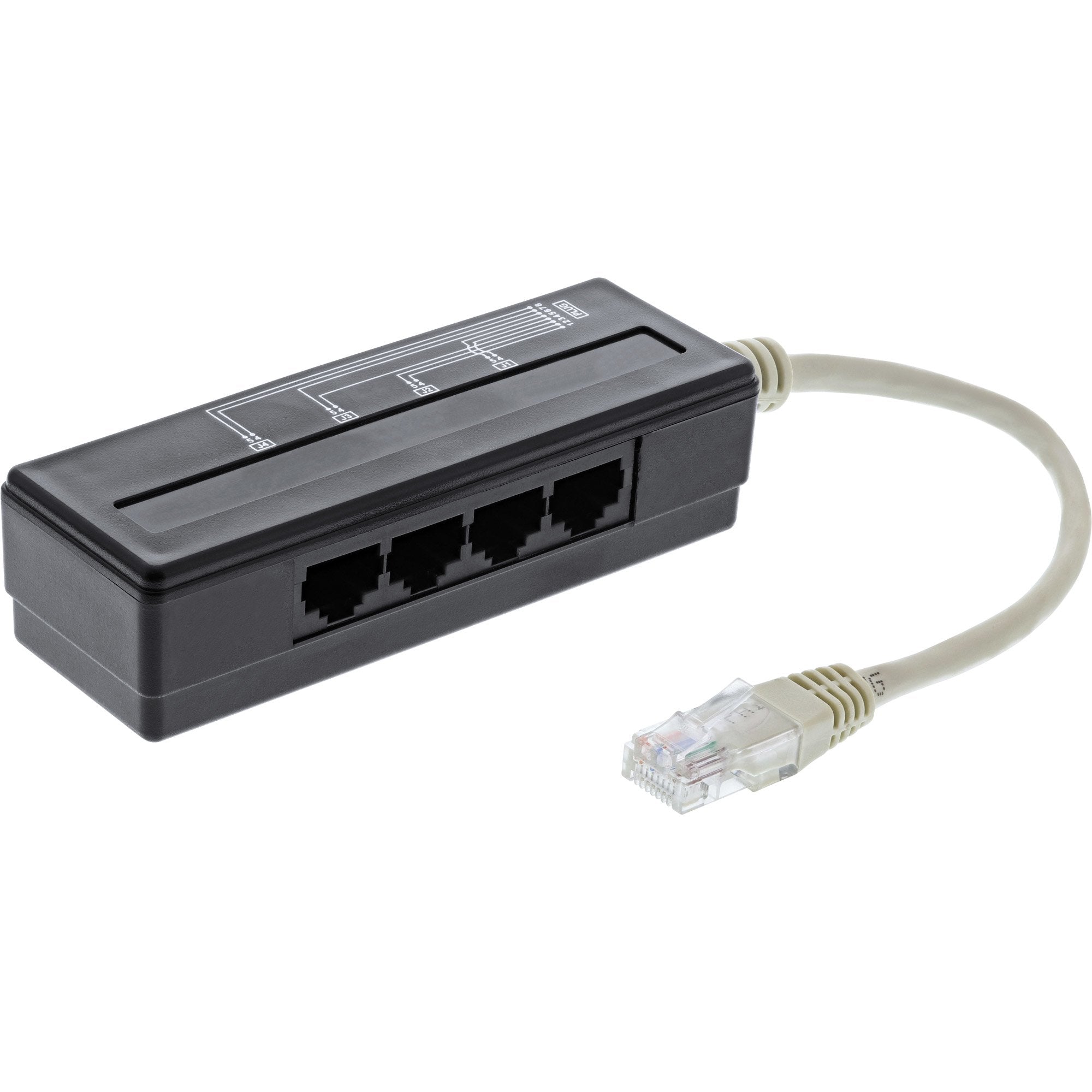 Divisor De Puerto Telefónico Inline De 4 Puertos, Rj45 Macho A 4x Rj45 Hembra, 0,15 M
