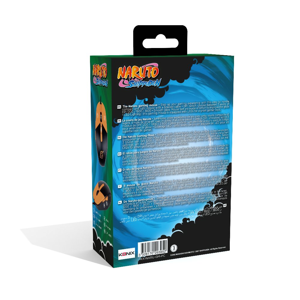 Konix Naruto Kx Gaming Mouse Ratón Juego Ambidextro Usb Tipo A Óptico 3600 Dpi