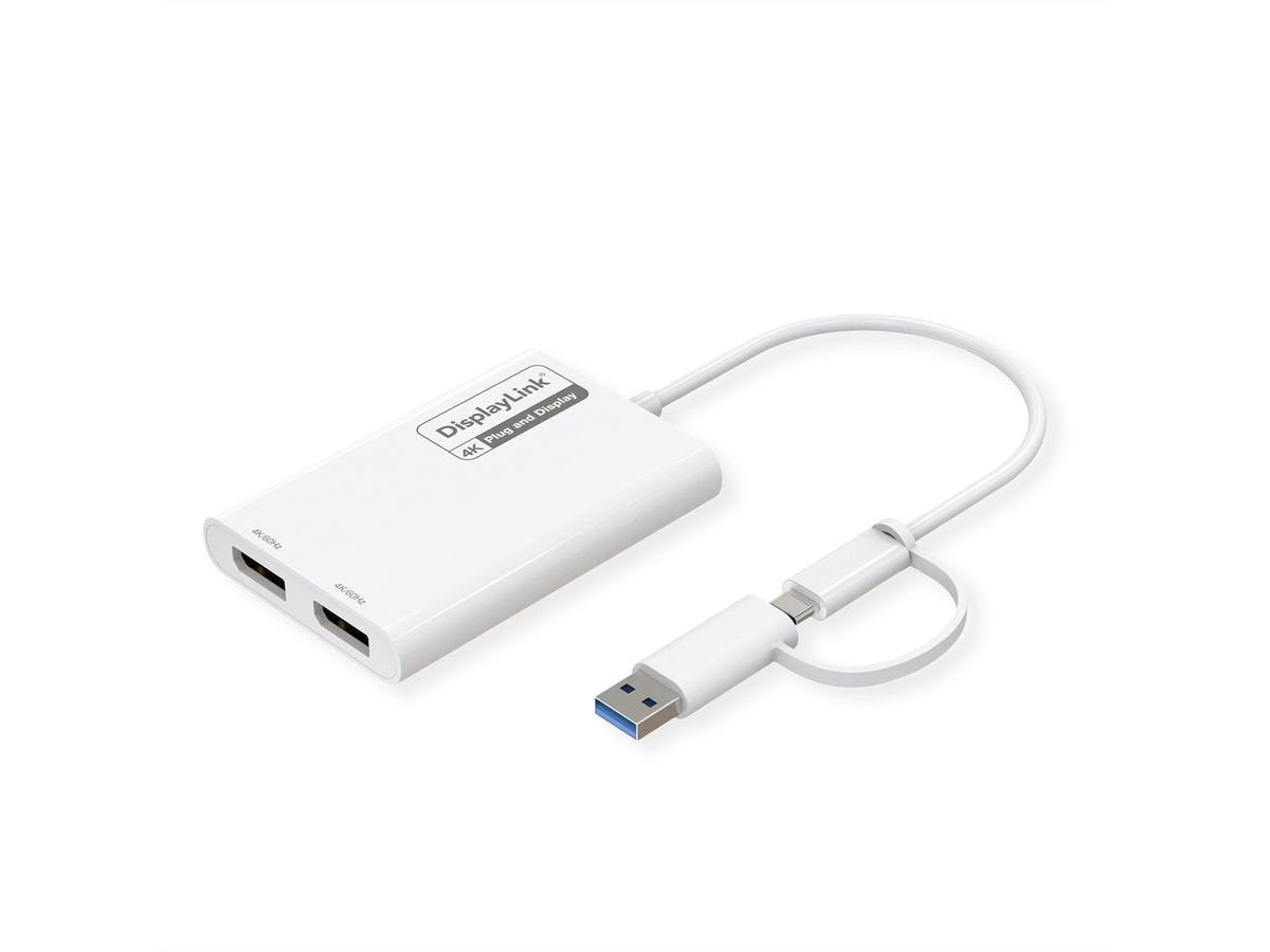 Roline Multi-Displaylink Adapter Usb Typ A+C - 2x Dp, 4k