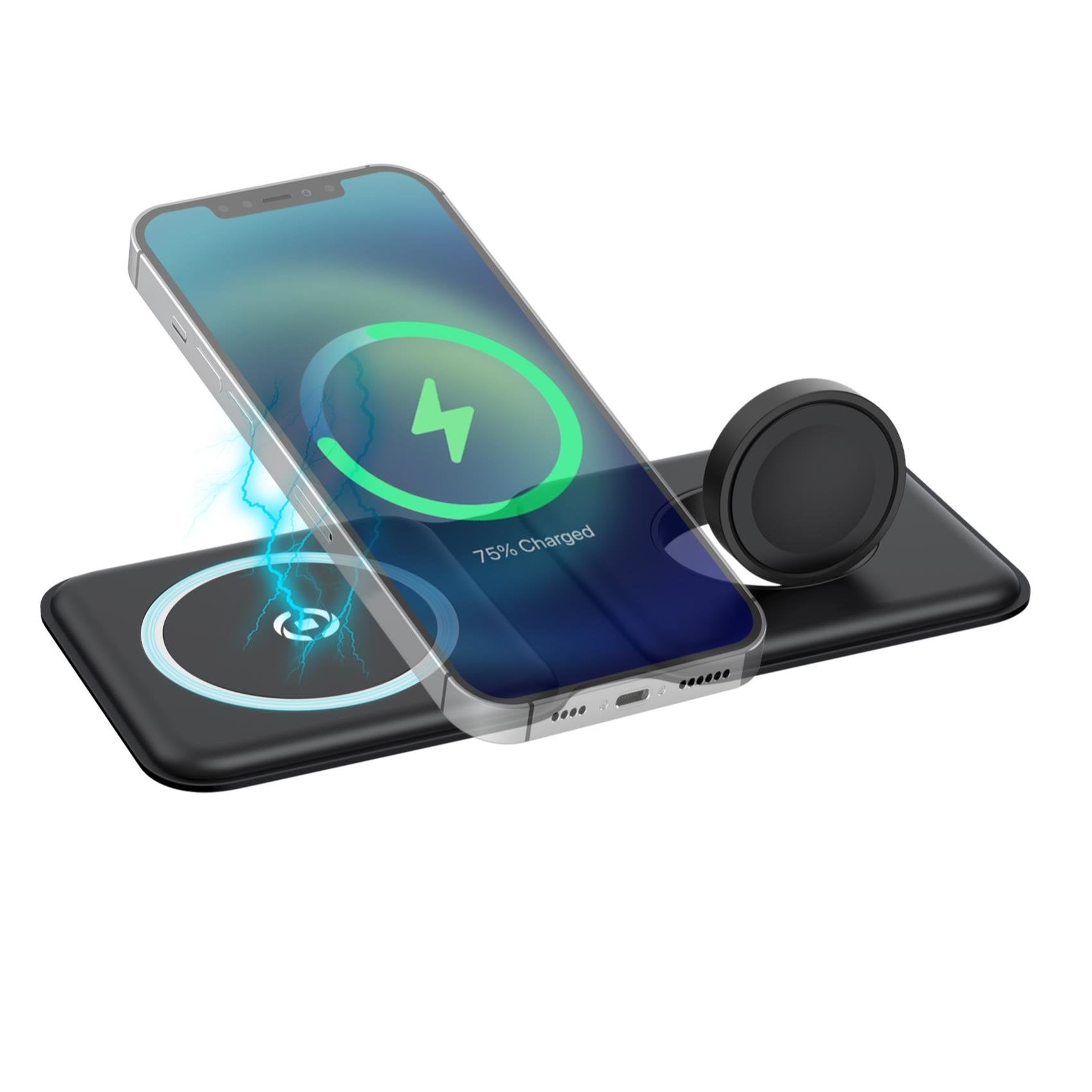 Celly Magfold2in1 Cargador Pleglabe 2 En 1 Magsafe Negro