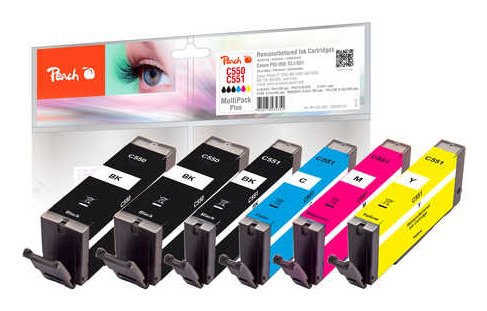 EAN 7640173434351 - Peach PI100-328 cartucho de tinta 6 pieza(s) Compatible Rendimiento estándar Negro, Azul, Rosa, Amarillo imagen 1