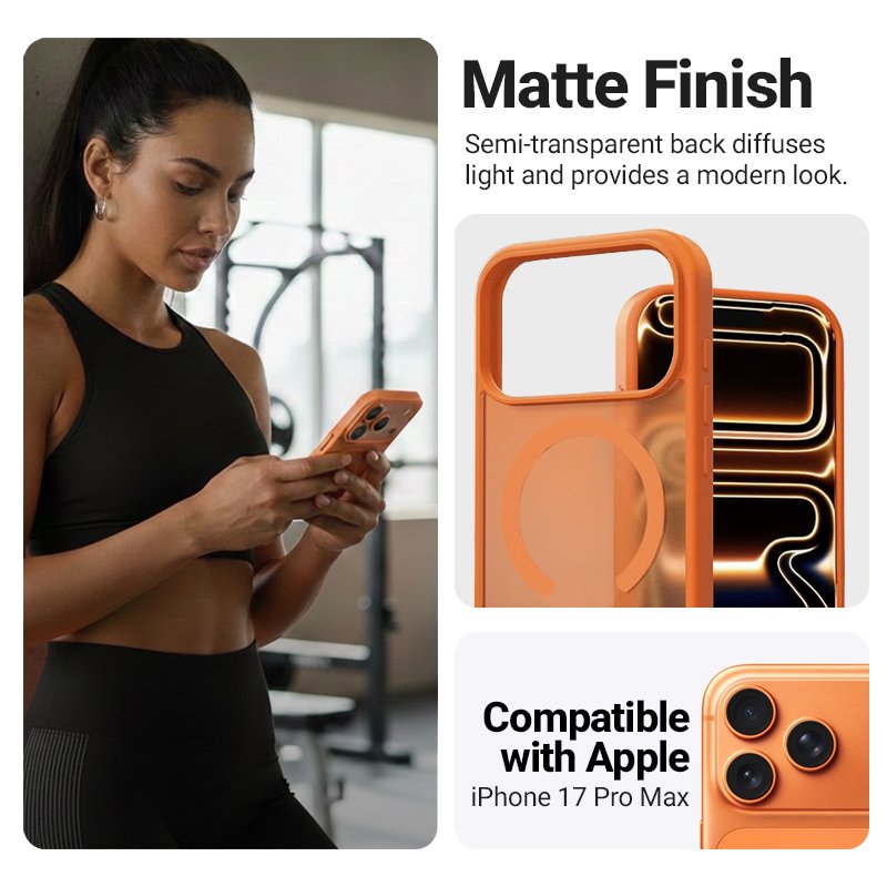 Etui Hybrid Matte Magnetic Etui Magsafe Iphone 17 Pro Max Pomaranczowe