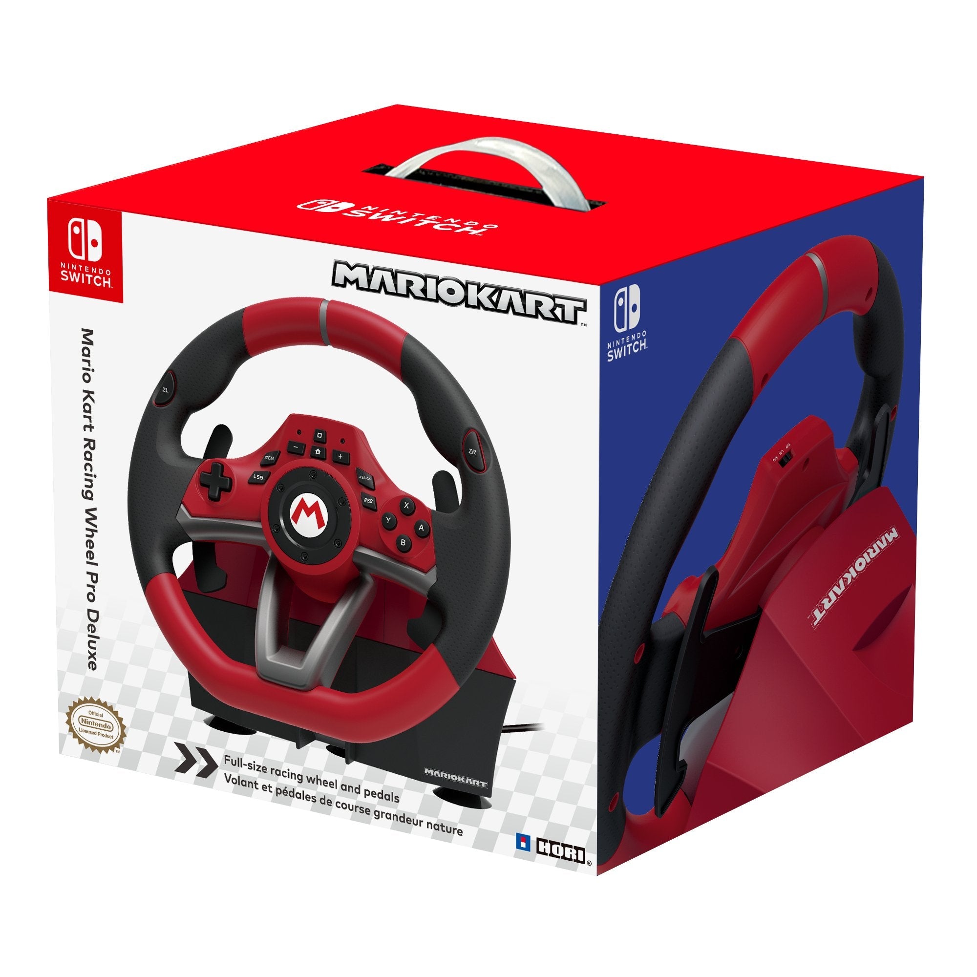 Volante De Carreras Con Pedales Hori Mario Kart Pro Deluxe Botones Programables Levas De Cambio Compatible Nintendo Switch/Pc