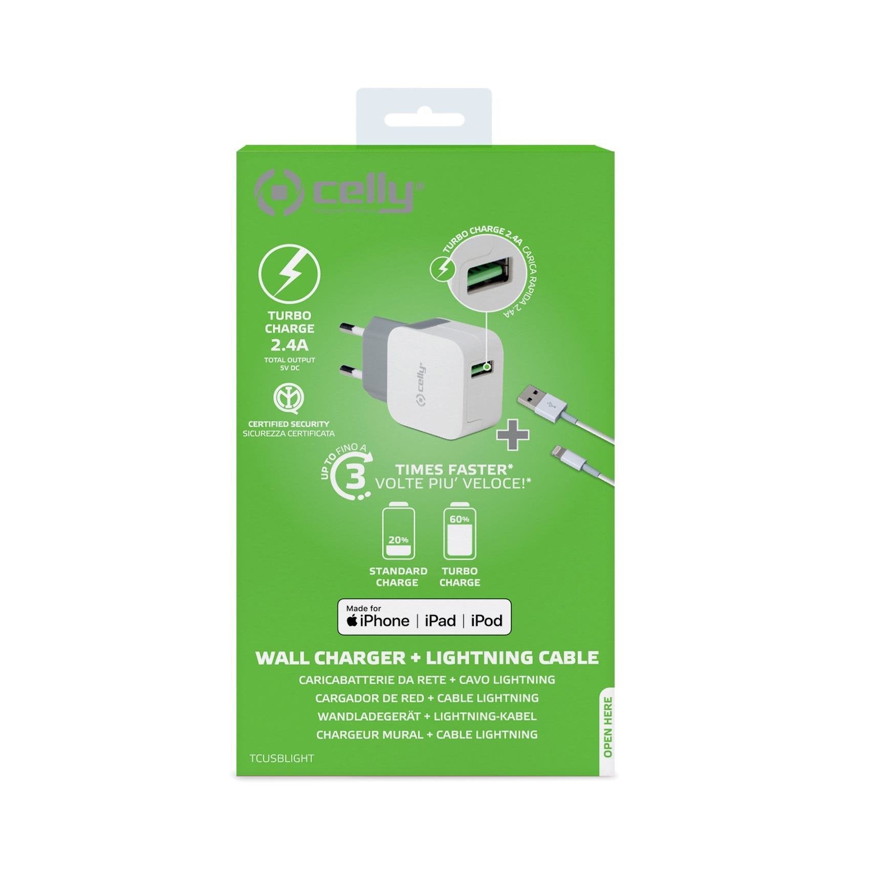 Celly Tcusblight Cargador De Dispositivo Móvil Interior Blanco