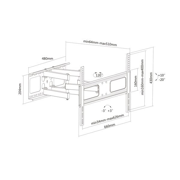 Value Solid Articulating Wall Mount Tv Holder