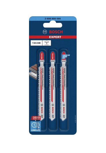 Bosch Professional Expert Hoja De Sierra De Calar De Carburo T 301 Chm 'Plastic Composites Clean' 3 Piezas 2608900566