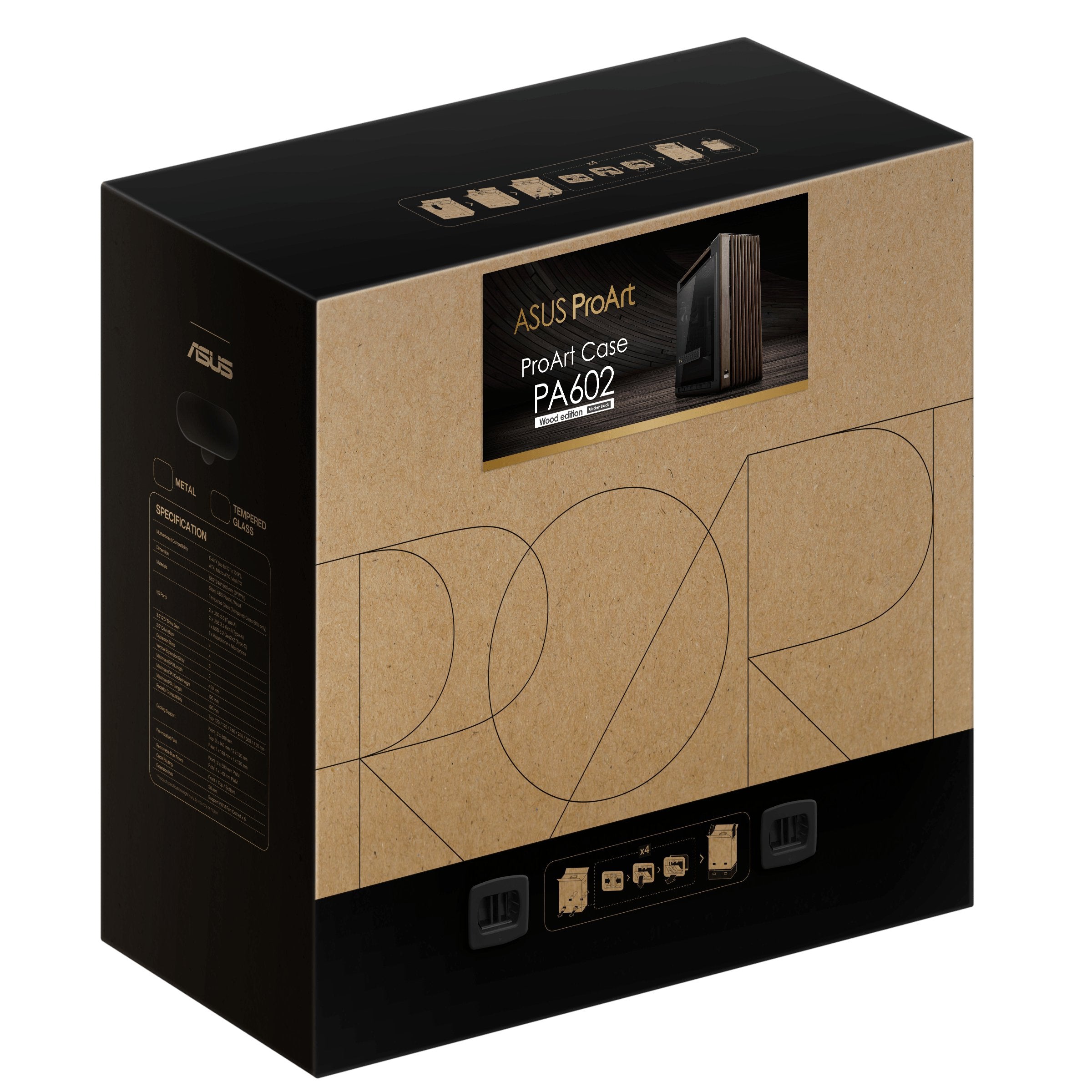 Caja  Pc Asus Geh Proart Pa602 Walnut Wood Tg Pwm Modern Negro