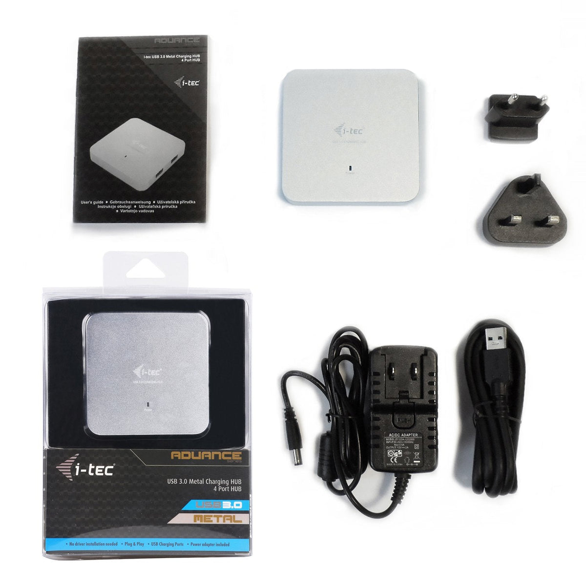 I-Tec Usb 3.0 Metal Charging Hub [4 Ports, Con Adaptador De Corriente]