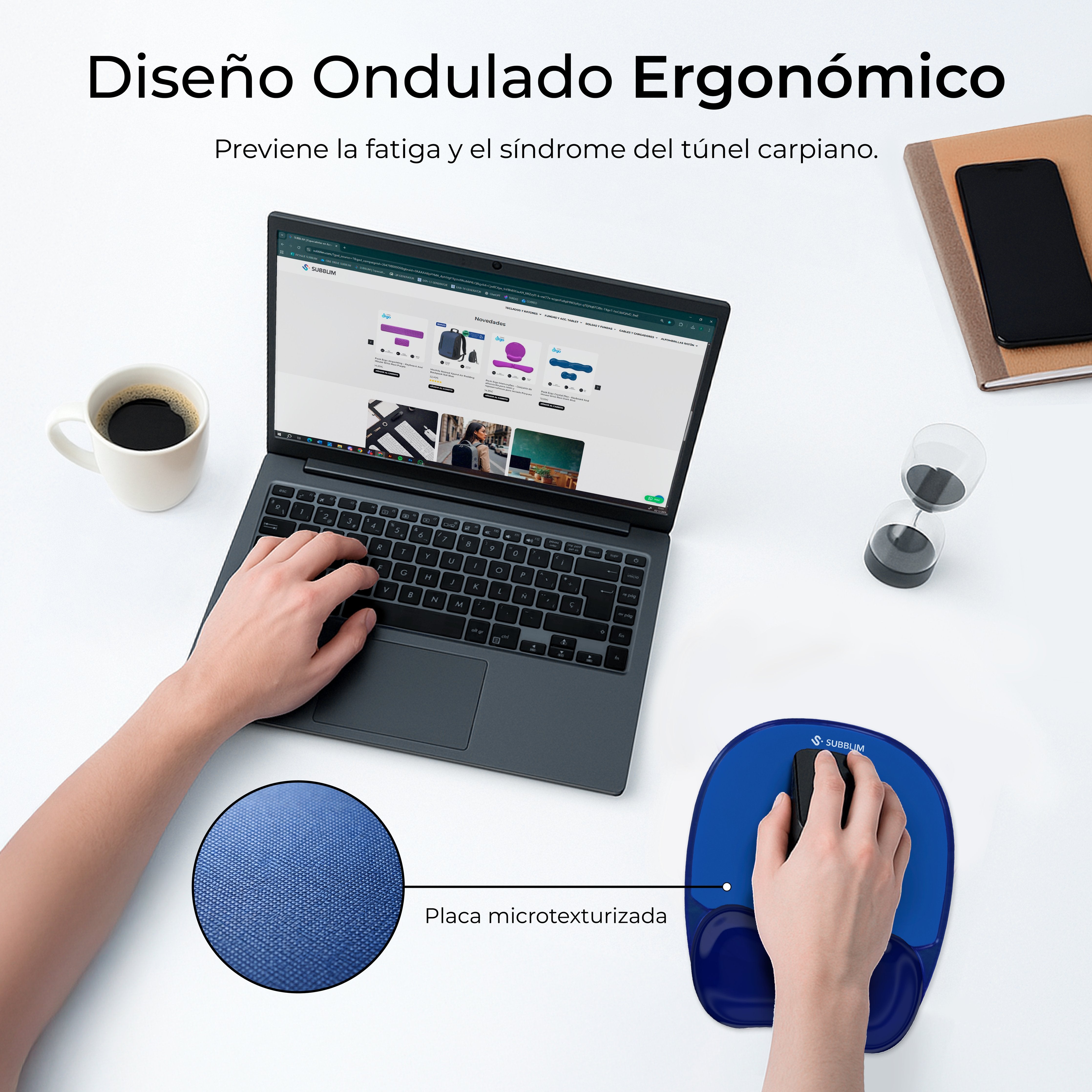 EAN 8436586743352 - SUBBLIM Alfombrilla ERGO CRYSTAL FLEX MOUSE PAD DARK BLUE Azul imagen 5