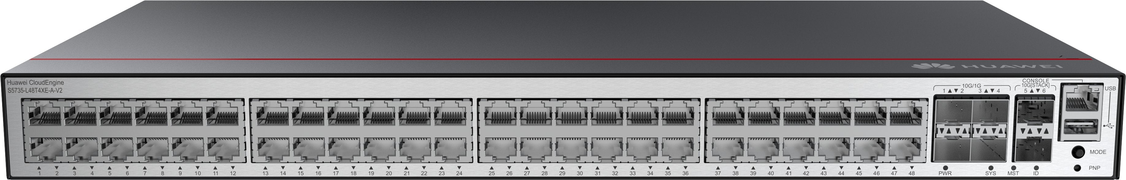 Huawei Switch S5735-L48t4xe-A-V2 (48*Ge Ports, 4*10ge Sfp+ Ports, 2*12ge Stack Ports, Ac Power) + License L-Mlic-S57l (98012040)