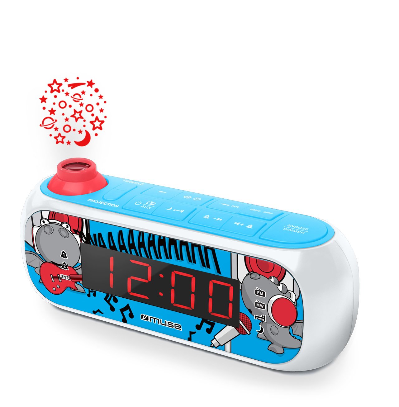 Radio Reloj Muse M-167kdb Azul  Con Proyector