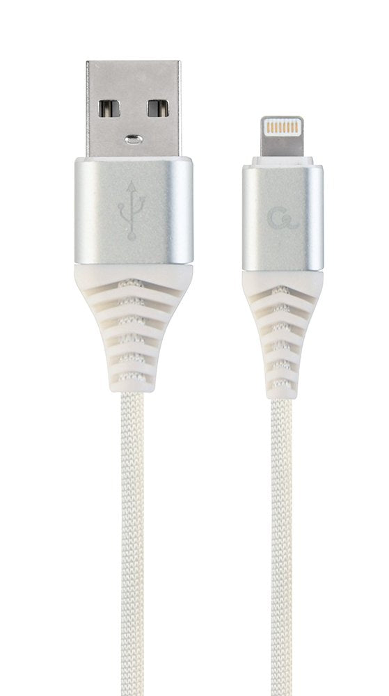 Gembird Cable De Carga Y Datos Usb A Lightning Trenzado Premium 1m, Plata Blanco