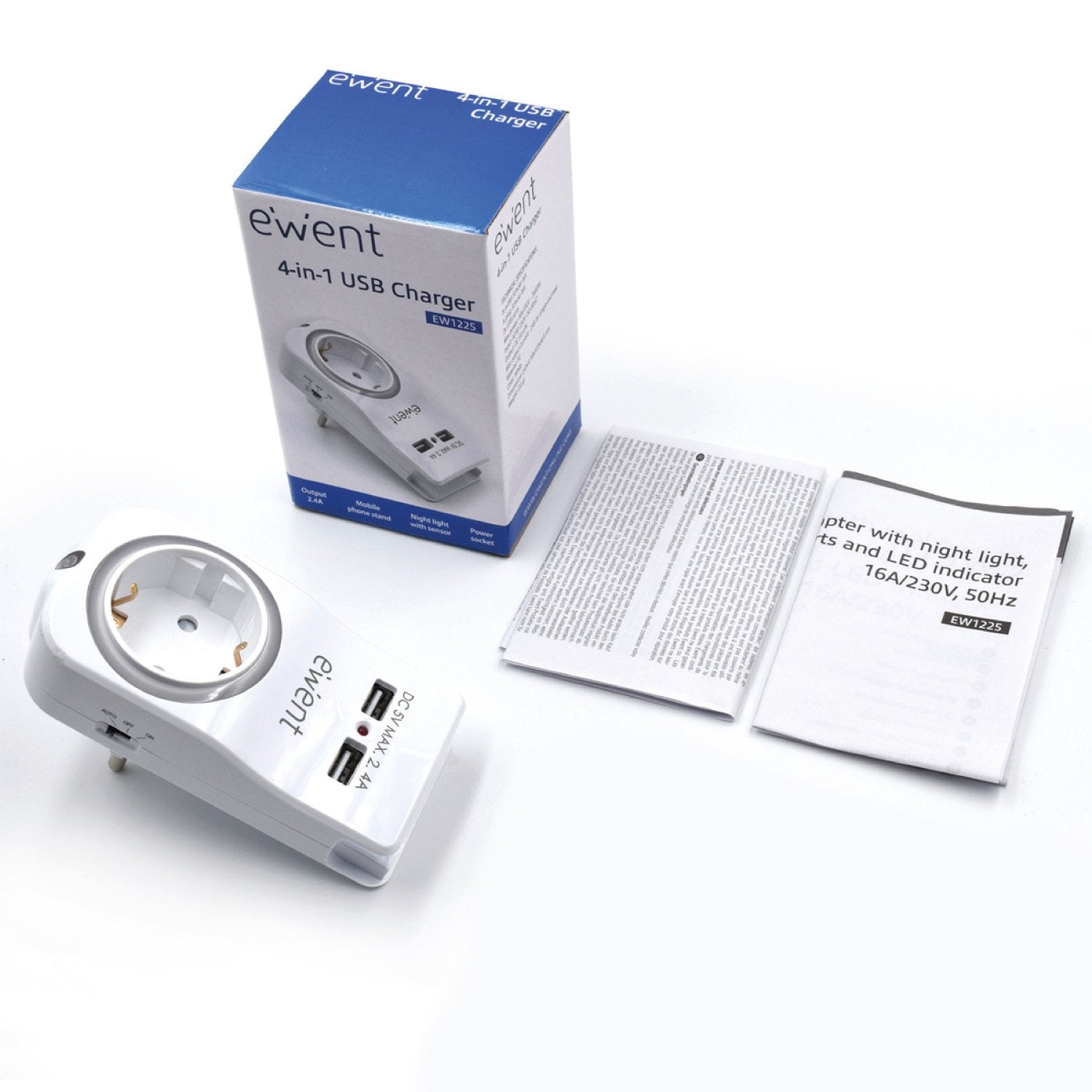 Ewent Cargador Usb 4en1 2.4a