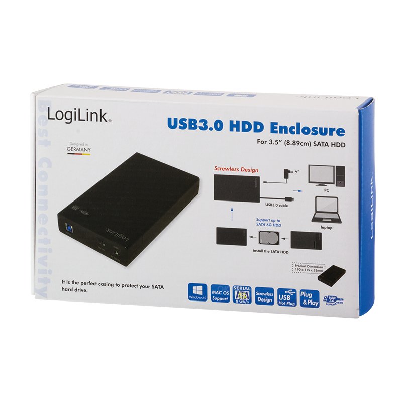 Logilink Caja Externa Hdd 3.5 Usb 3.0 Sata Sin Tornillos Negro Ua0276