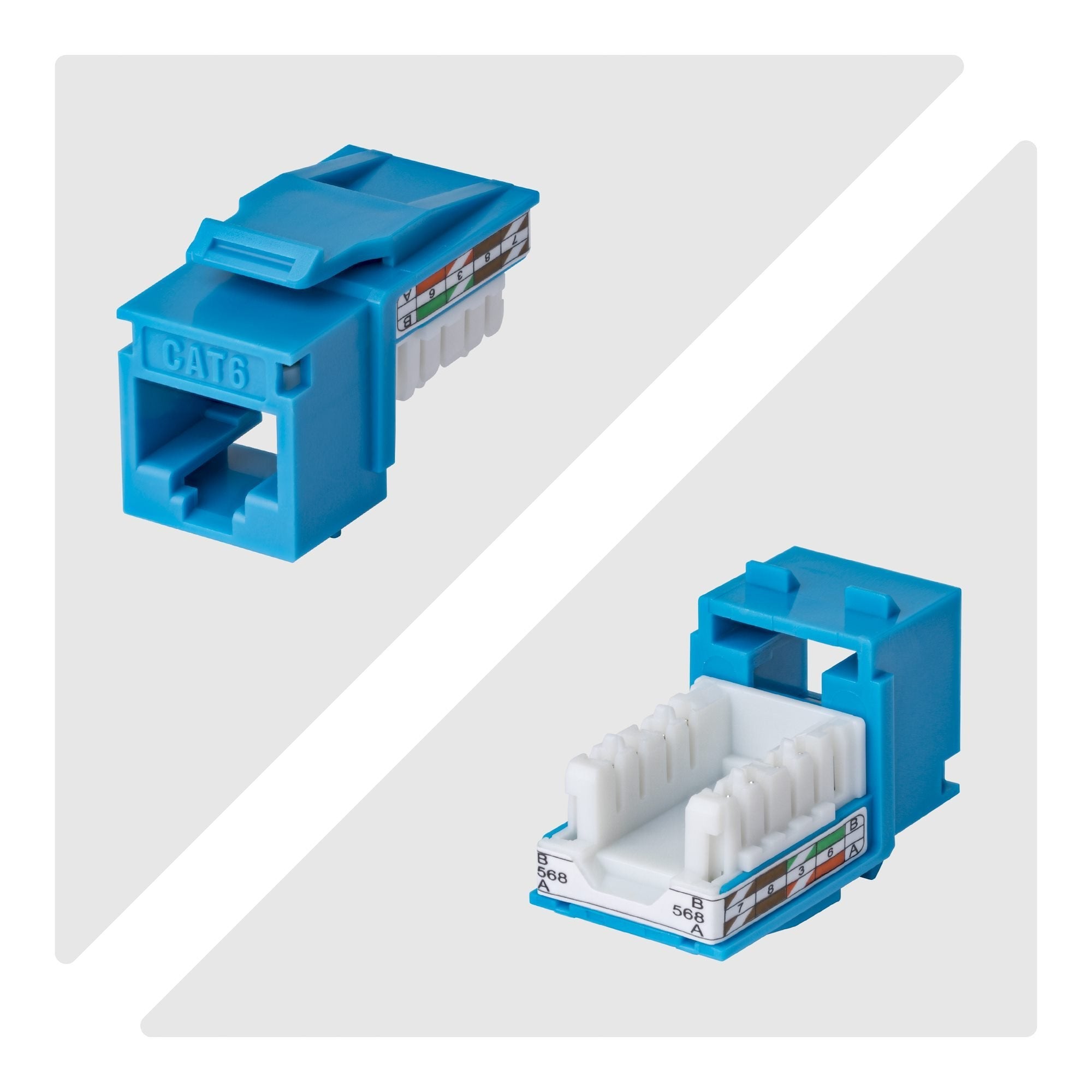 Startech.Com Cat6 Keystone Jack Módulo, Pack De 24 Rj45 Ethernet Keystone Conector Hembra, Utp Cat6 Wandbuchse, 90 Grad 110 Punch Down Conector Hembra, Azul, Acodado, Azul, Rj-45, Conector Hembra, Conector Hembra, 10gbase-T