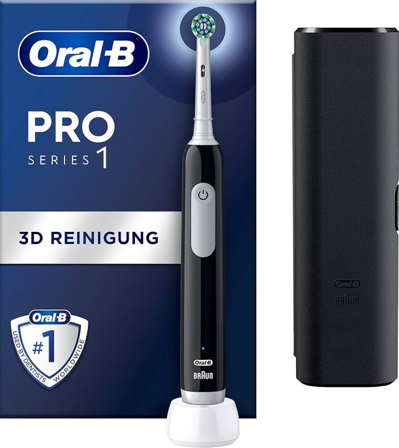 Cepillo De Dientes Oral-B Oral-B Pro 1 Cross Action Eléctrico Negro, Con Estuche De Viaje 8001090914170