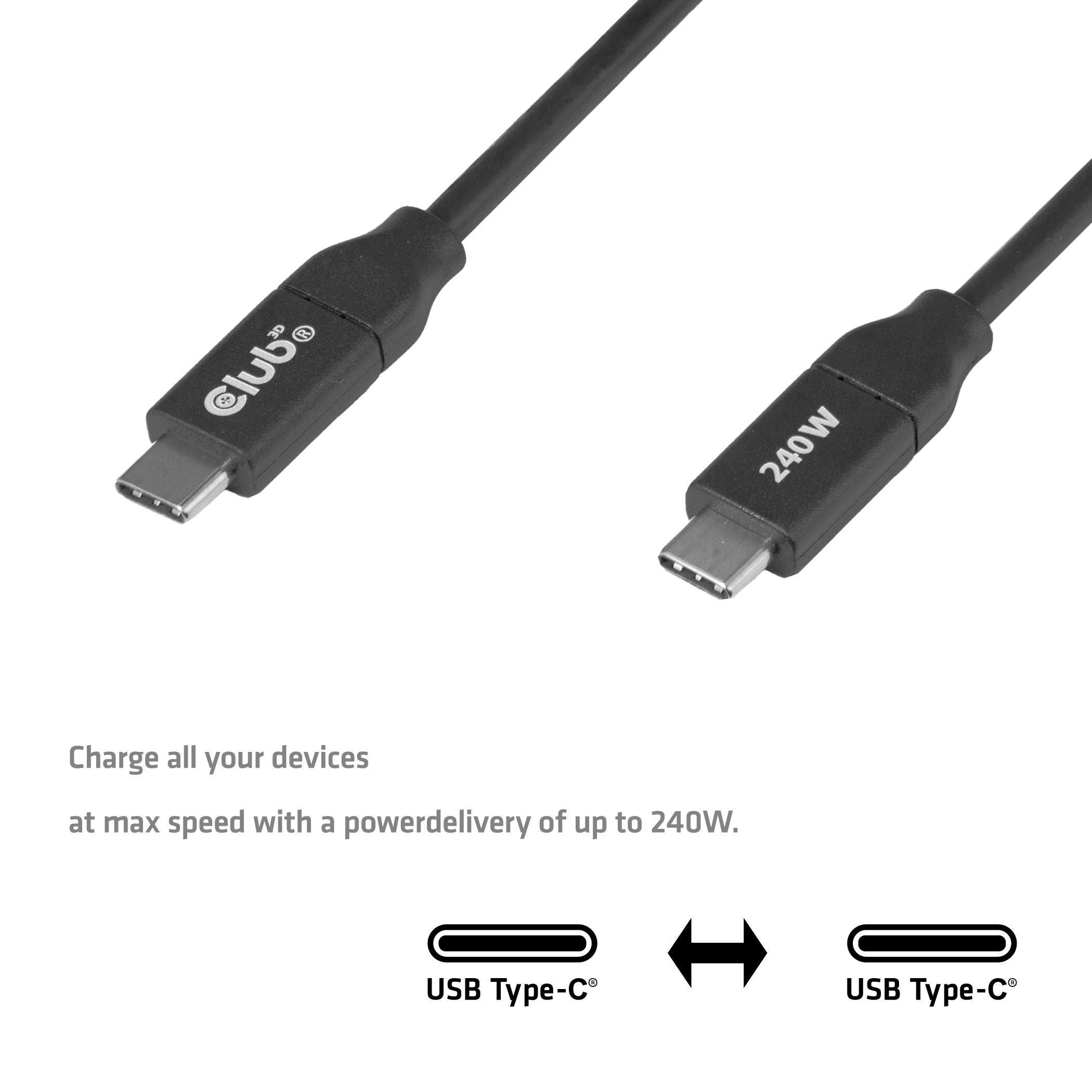 Club3d Usb-C Sicherheitsladecable 240w 2m M M