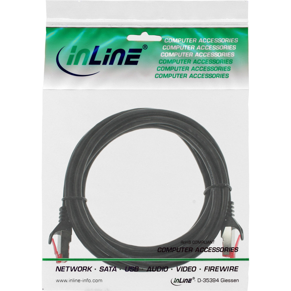 Cable De Red Inline S/Ftp Pimf Cat.6 250mhz Cobre Libre De Halógenos Negro 3m
