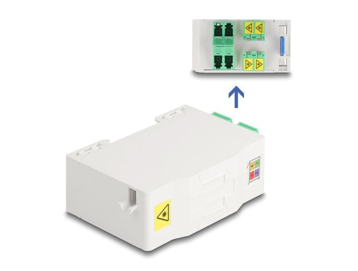 Delock 88098 Caja De Conexión De Fibra Óptica Para Carril Din Con Soporte De Empalme Y 4 X Acoplador Lc Duplex