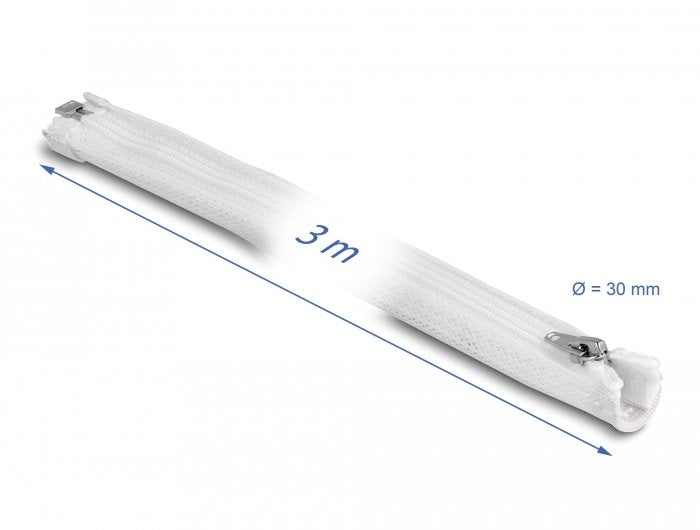 Geflechtschlauch Mit Reissverschluss Hitzebeständig 3 M X 30 Mm Weiss