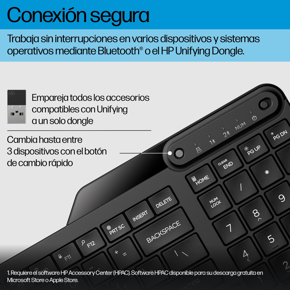 EAN 197192768143 - HP 475 Dual-Mode Wireless Keyboard teclado Universal Bluetooth Negro imagen 5