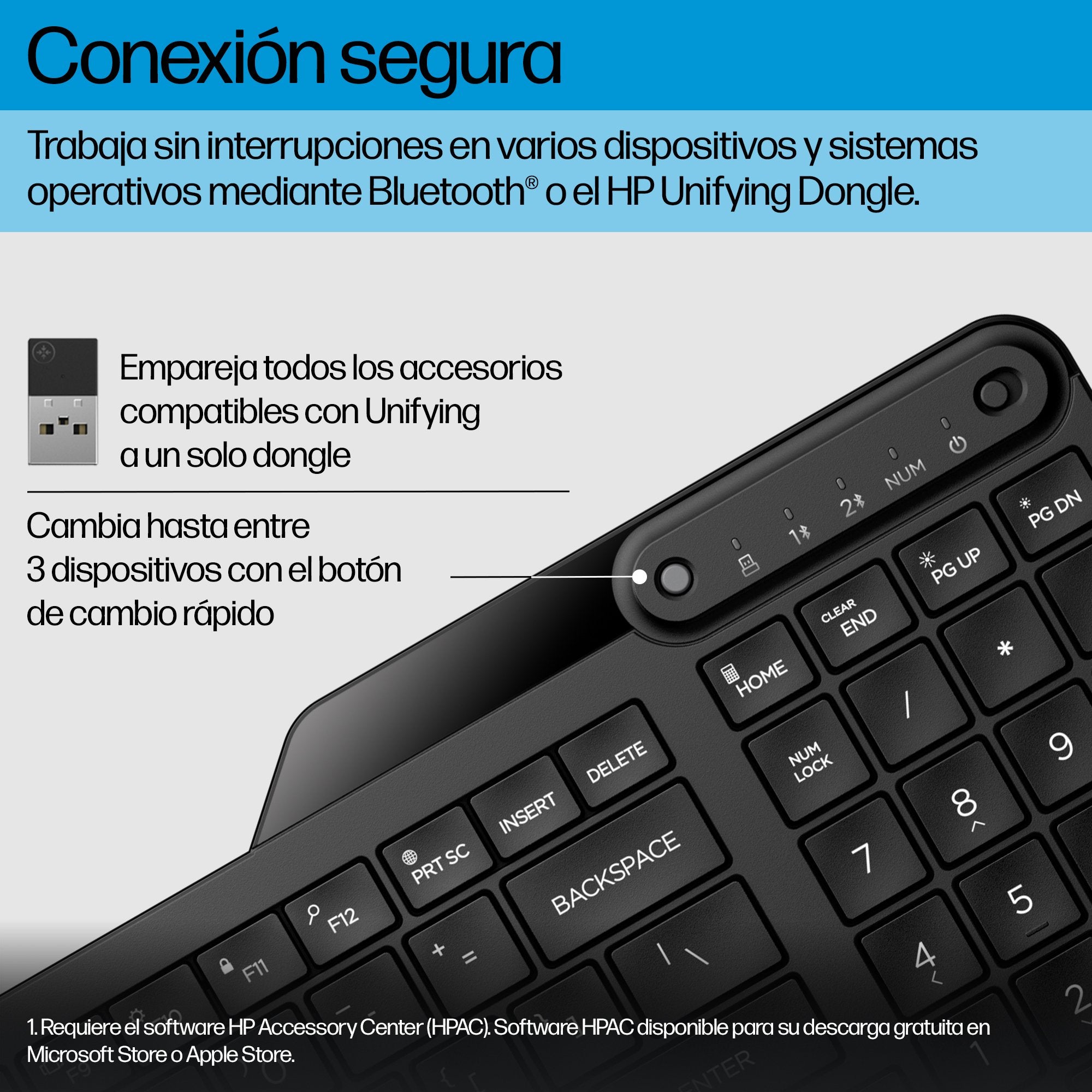 EAN 0197192767733 - HP 475 Dual-Mode Wireless Keyboard teclado Universal Bluetooth Negro imagen 5