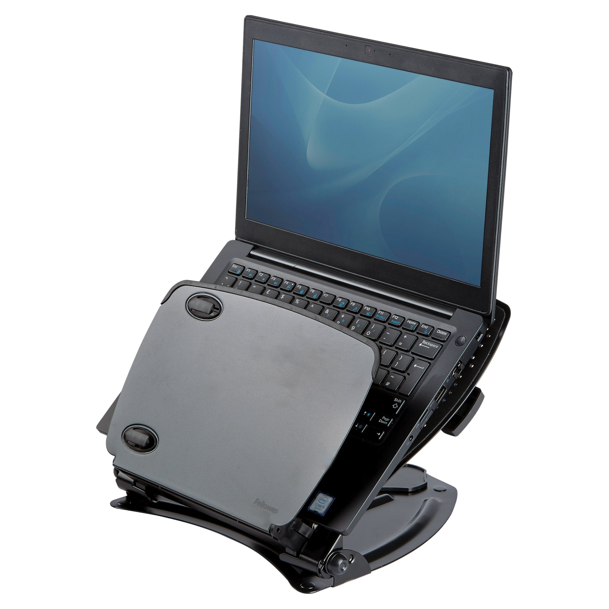 Fellowes Professional Series Soporte Para Portatil - Ajustable En 9 Alturas - 4 Puertos Usb Incorporados - Ranuras De Ventilacion - Plegable - Color Negro
