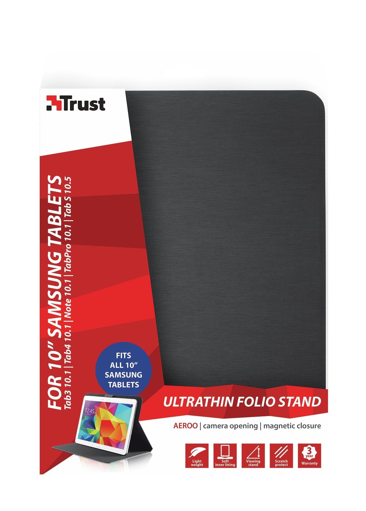 Funda Rabat Trust Para Samsung Galaxy Tab 10 Tab3/4/Note/Pro/S (Negro)