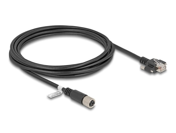 Delock M12 Cable X-Kodiert 8 Pin Hembra A Rj45 Macho Cat.6a S/Ftp 3 M Negro
