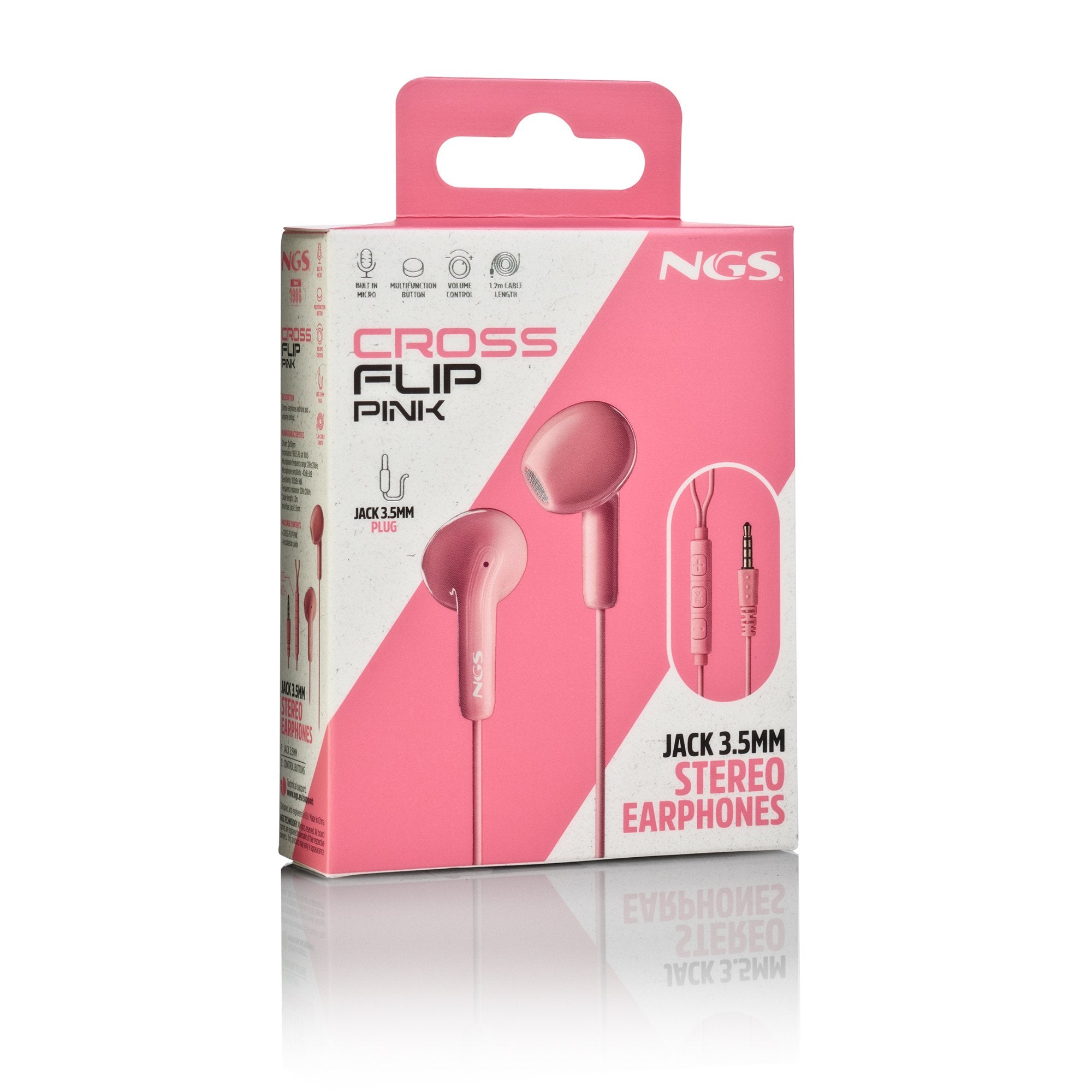 Auriculares Intrauditivos Ngs Cross Flip Con Micrófono Jack 3.5 Rosas