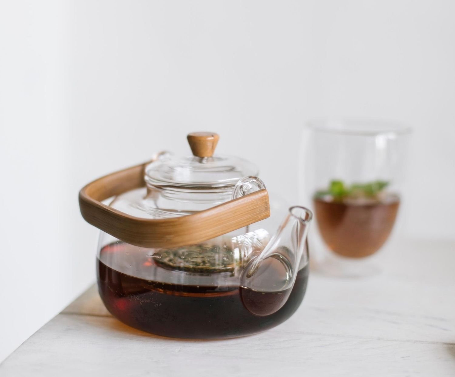 Tetera, Vidrio, Asa Bambú, 1l