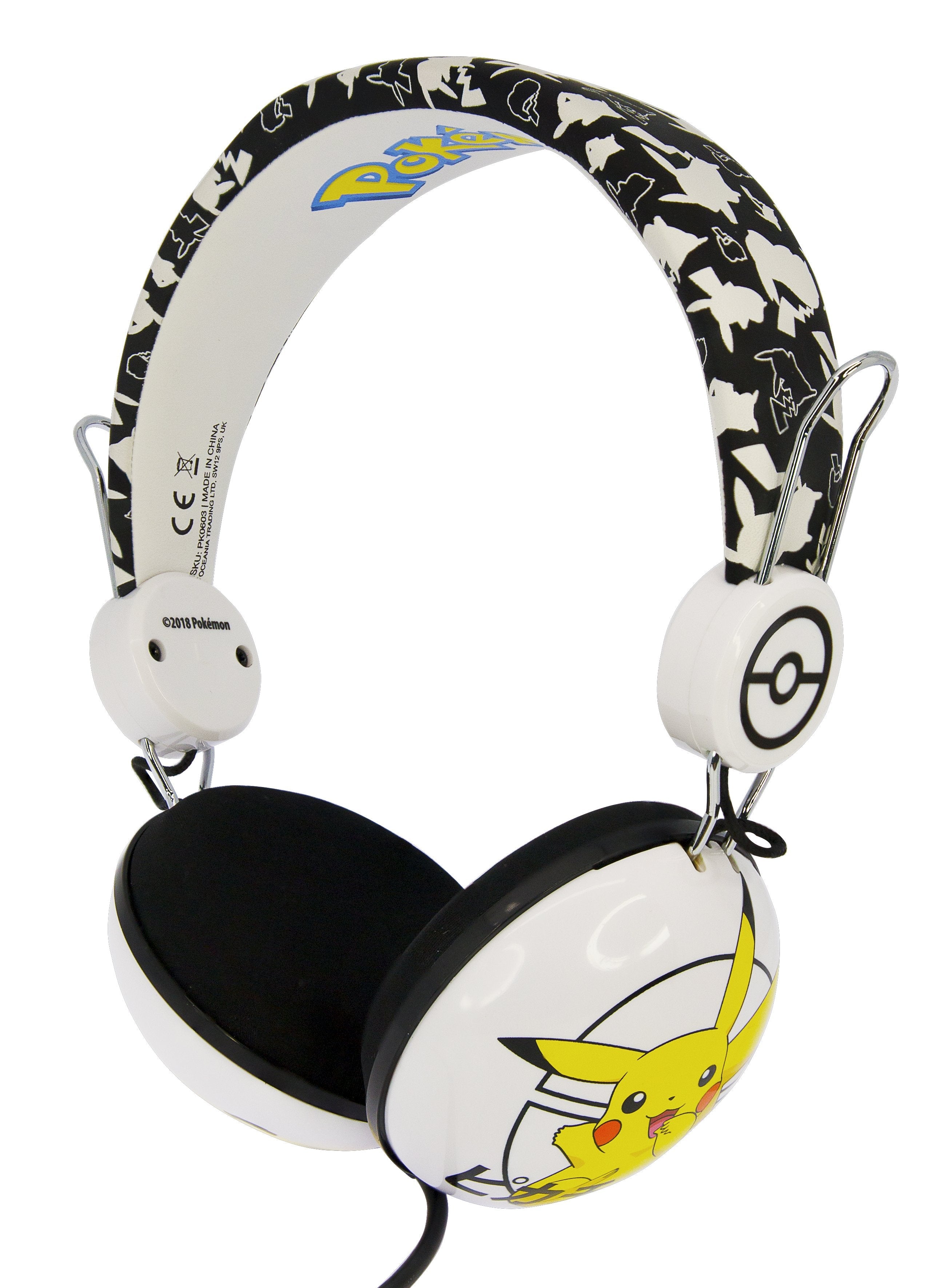 Auriculares Infantiles Otl Pokémon Pikachu Japanese Jack 3.5 Negros Y Blancos