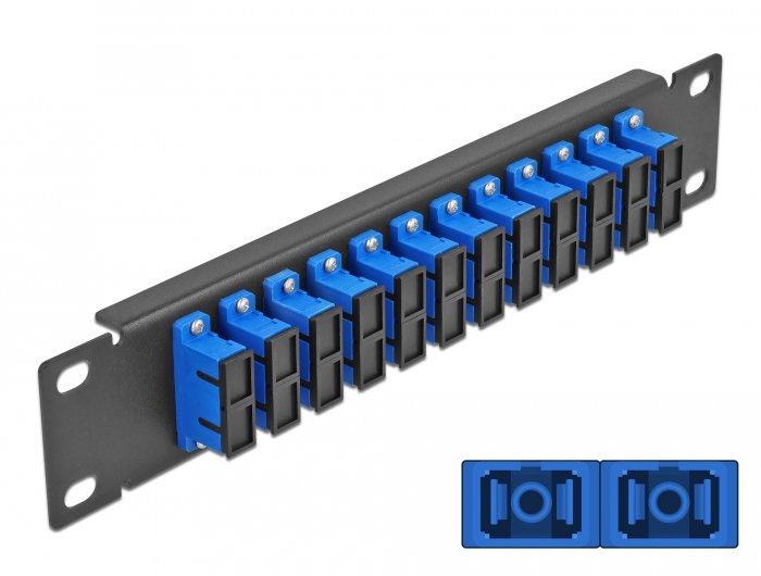 Delock 66771 Panel De Conexión De Fibra Óptica De 10" De 12 Puertos Sc Duplex Azul 1u Negro