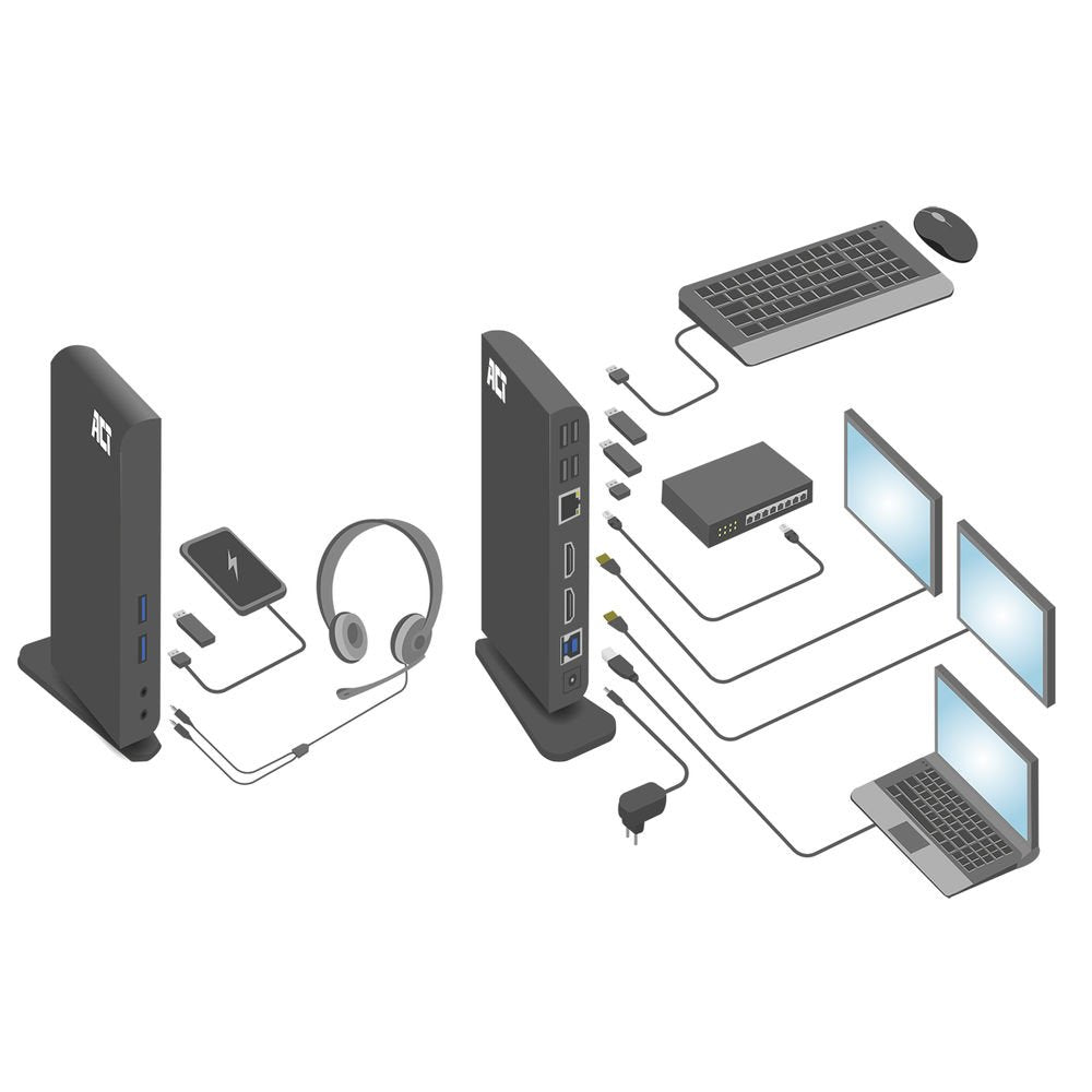 Docking Station  Usb-C And Usb-A  Displaylink  2x Hdmi  3x Usb-A 3.2 Gen 1  4x Usb-A 2.0  Gigabit Ethernet  3.5mm
