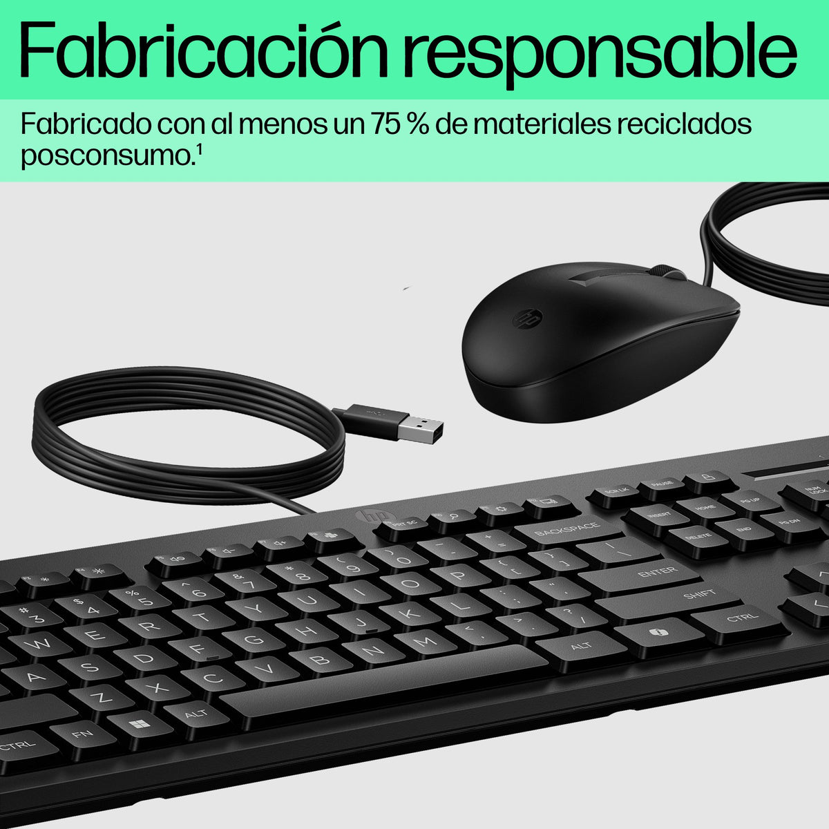 EAN 0198701791041 - HP 225 Wired Mouse and Keyboard Combo G2 teclado Ratón incluido Oficina USB Negro imagen 7