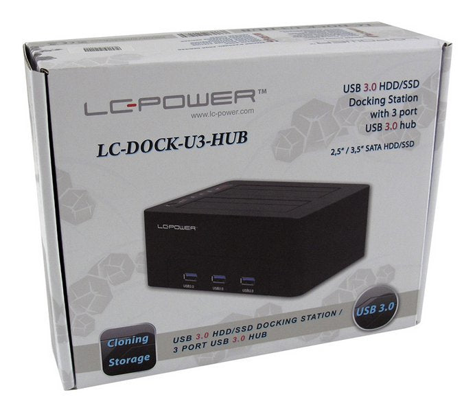 Lc-Power Lc-Dock-U3-Hub Base De Conexión Para Disco Duro Usb 3.2 Gen 1 (3.1 Gen 1) Type-B Negro