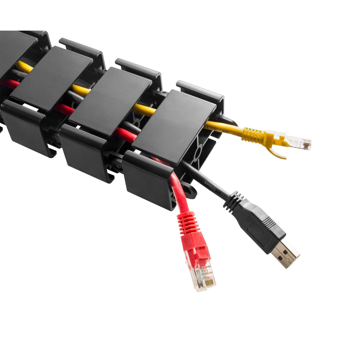 Inline Pasacables Flexible Para Escritorios Regulables En Altura, 4 Compartimentos, 68x36mm Máx. 1,28 M, Negro