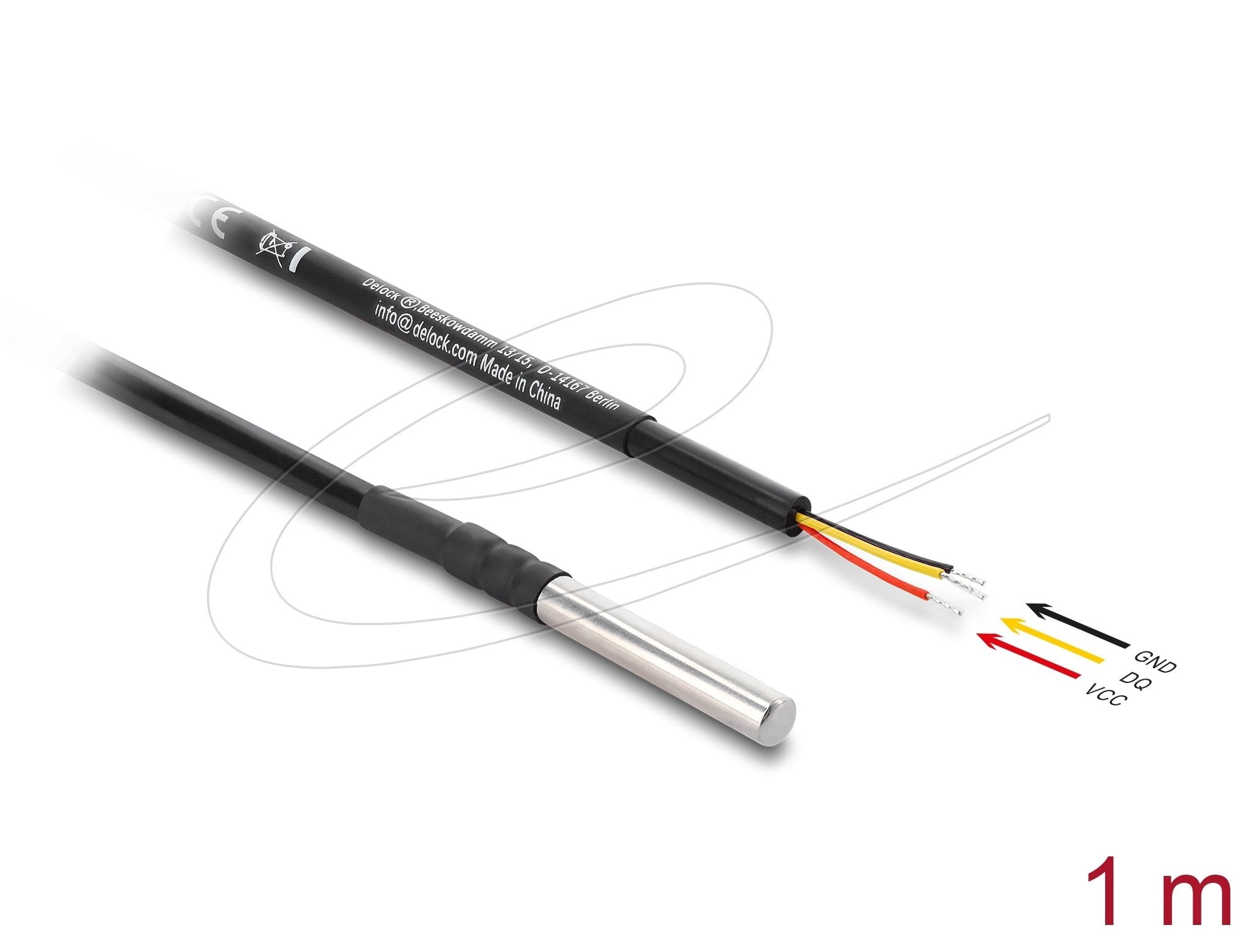 Delock Temperaturfühler-Cable Mit 3 X Offene Cableenden Ds18b20 1 M