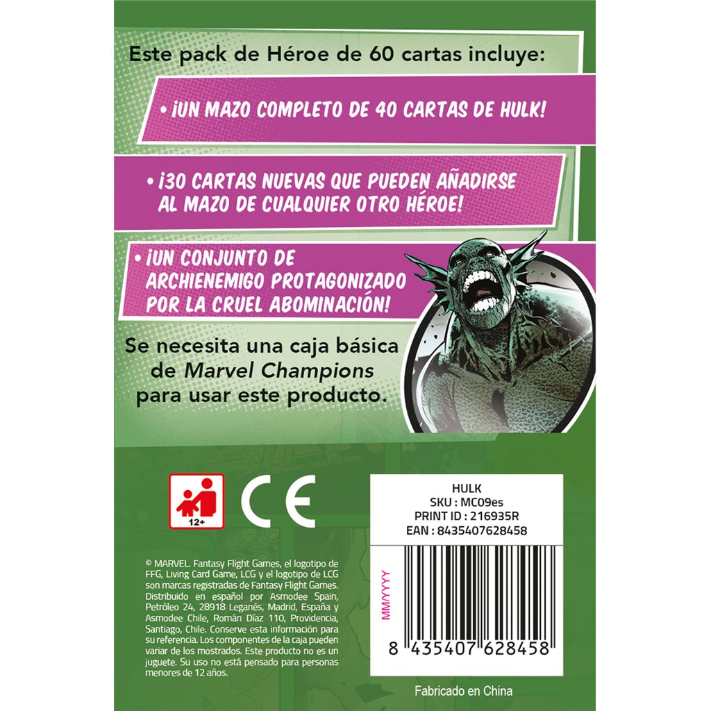 EAN 8435407628458 - Asmodee Hulk 90 min Juego De Cartas imagen 1