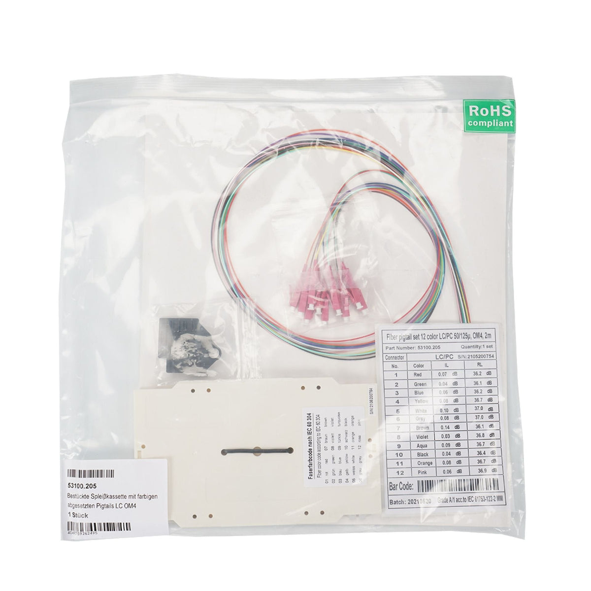 Bestckte Spleikassette Con De Color Abgesetzten Pigtails Lc Om4