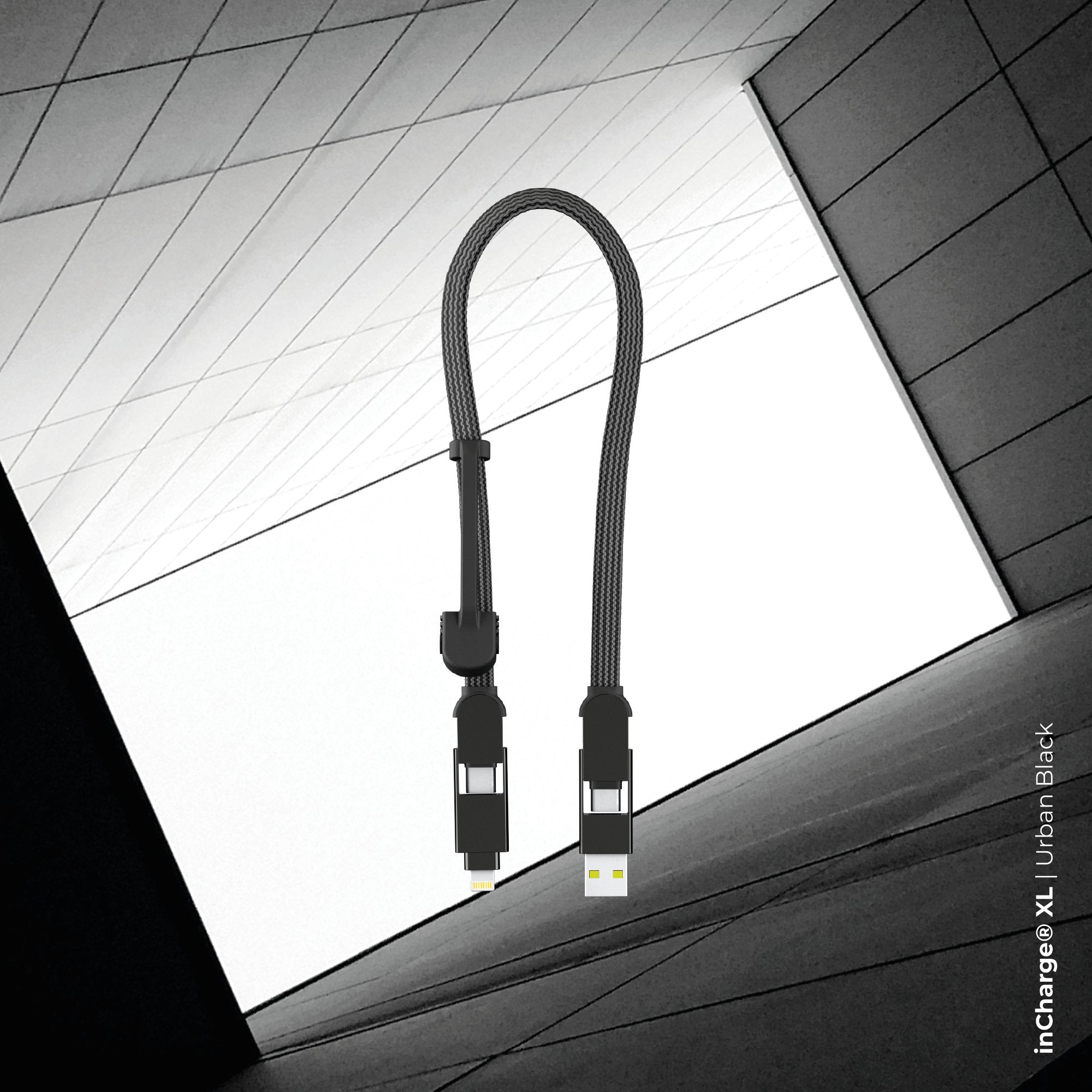 Rolling Square Incharge Xl Cable 30cm Black