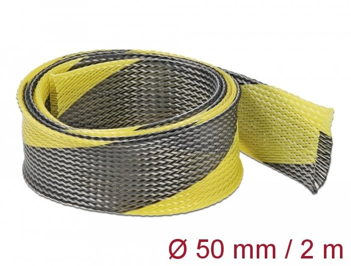 Delock 20757 Funda Trenzada Estirable 2 M X 50 Mm, Color Negro-Amarillo
