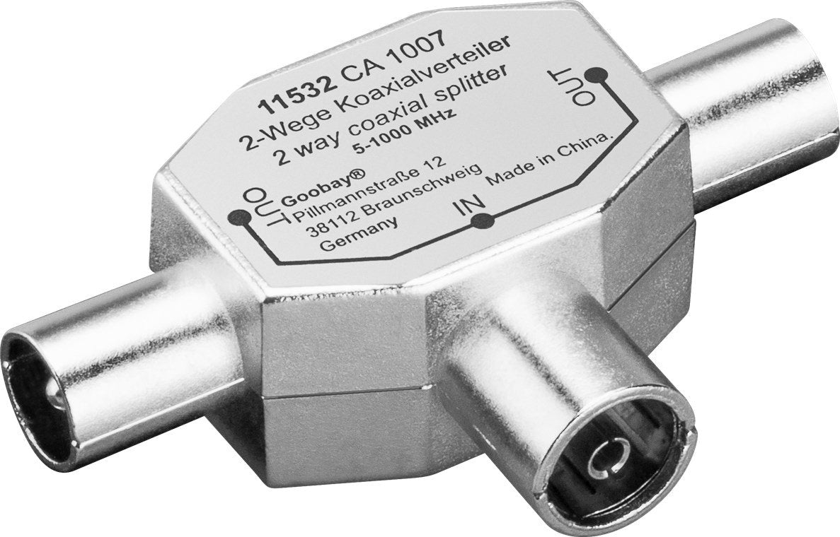 Goobay Distribuidor Coaxial 2x Macho A Hembra, Cable 11532
