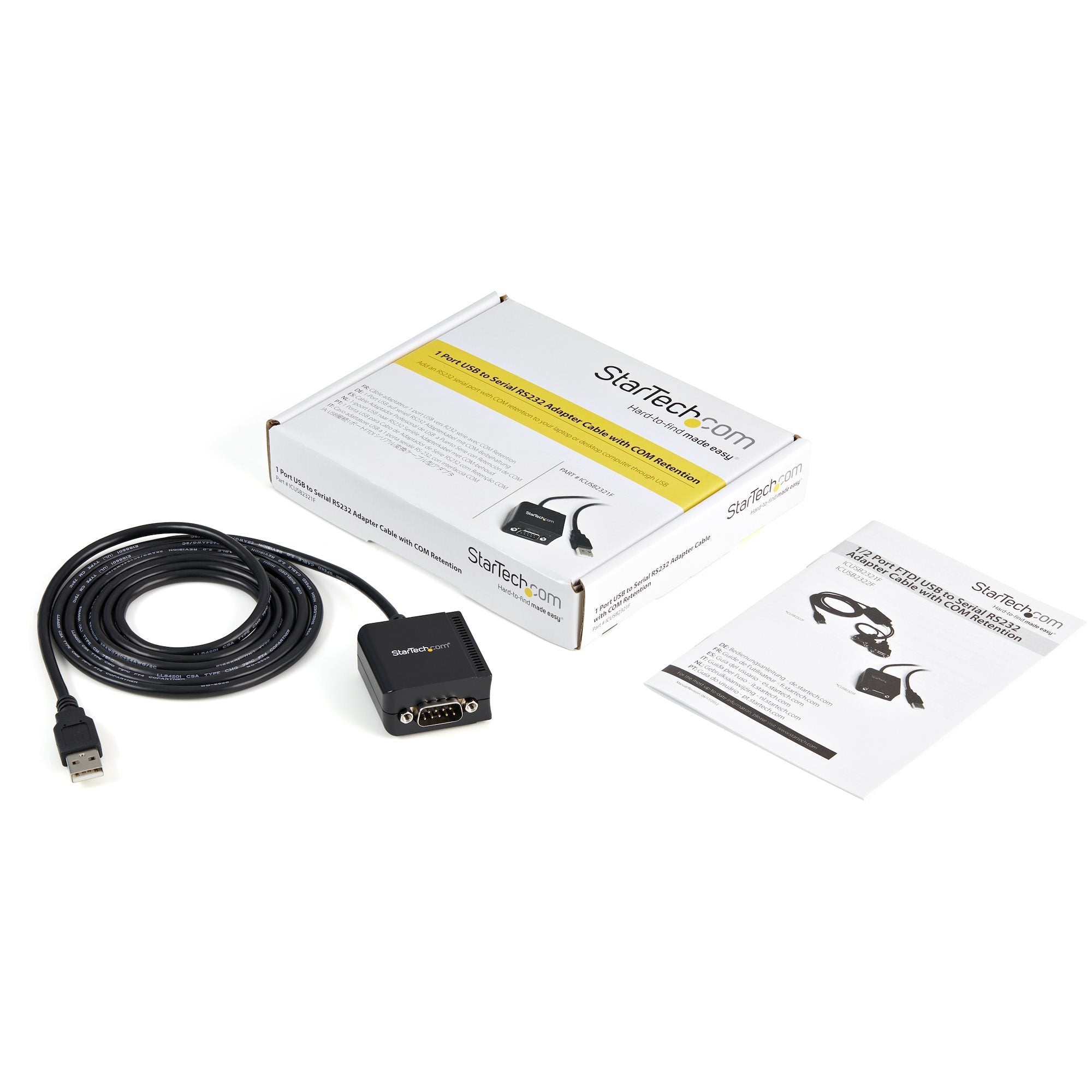 Startech Cable Usb 2.0 A Puerto Serie Rs232 Db9 Con Retencion Del Puerto De Asignacion Com 1,80m Negro