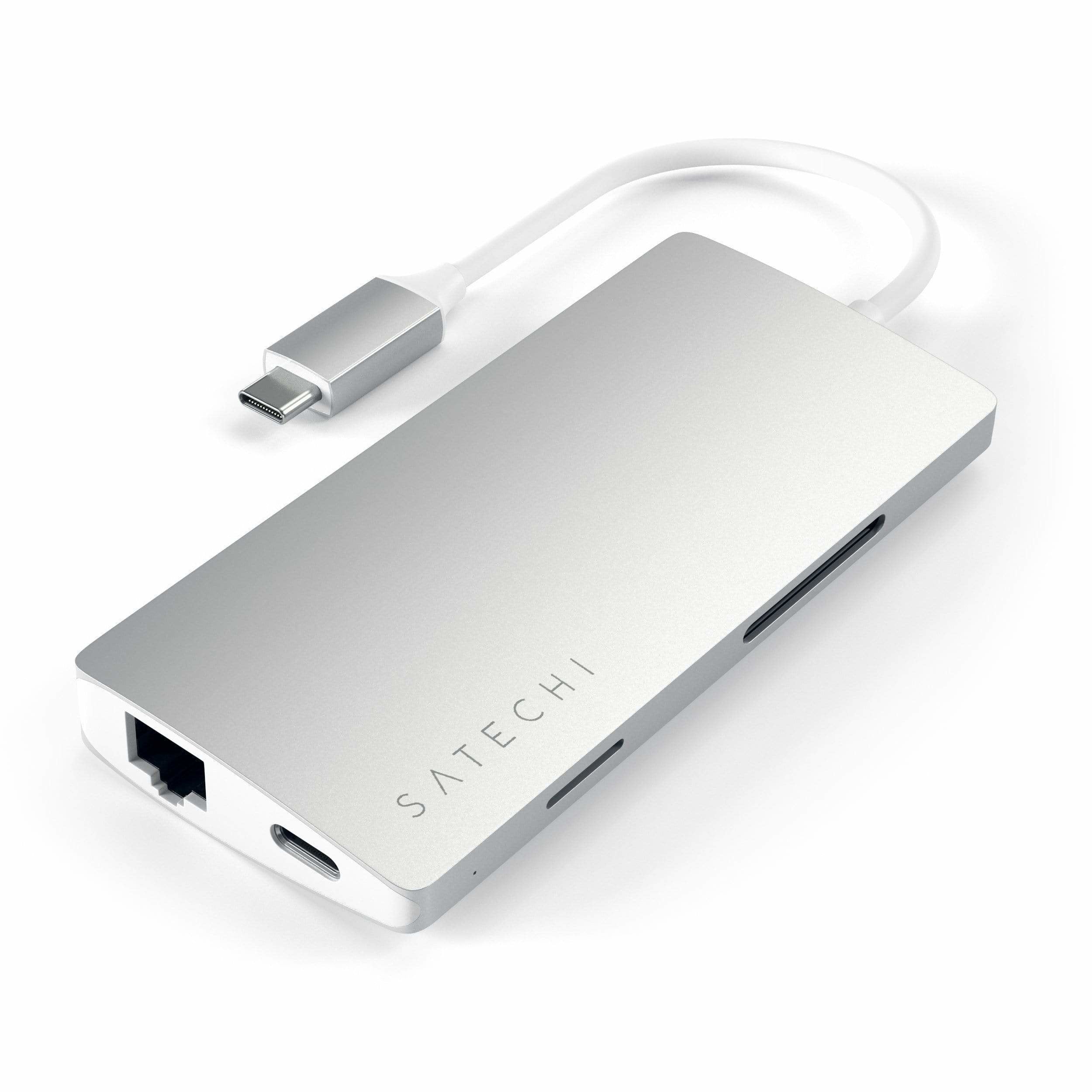 Satechi Aluminium Adapter V2 Usb-C (Usb-C, 3x Usb-A, 4k Hdmi, Czytnik Kart Micro/Sd, Ethernet) (Srebrny)